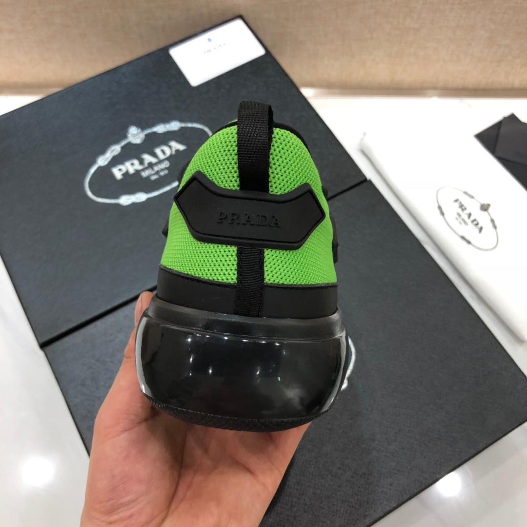 Prada Perfect Quality Sneakers Green and black details with black sole MS071304