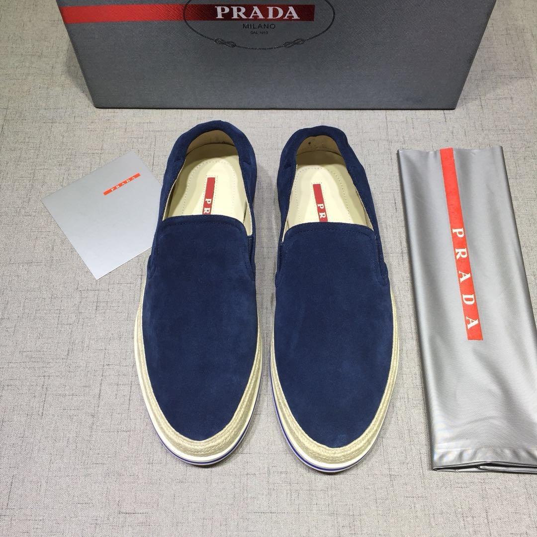 Prada Perfect Quality Sneakers Blue suede and white rubber sole MS071275