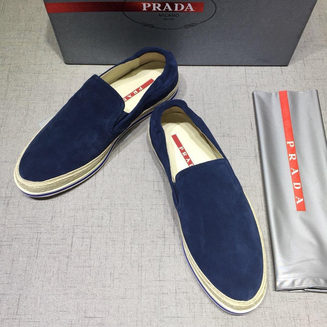 Prada Perfect Quality Sneakers Blue suede and white rubber sole MS071275