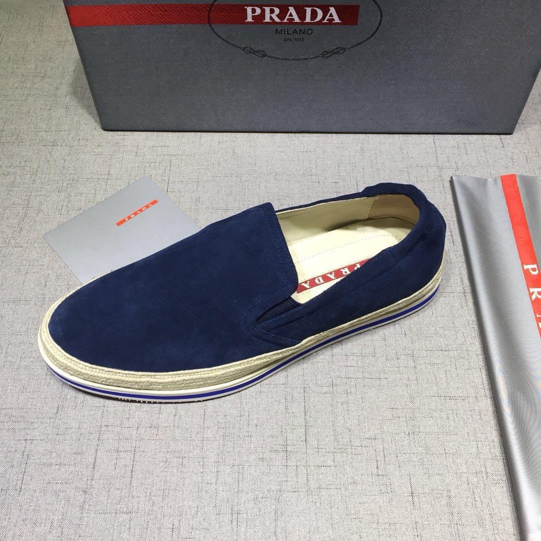 Prada Perfect Quality Sneakers Blue suede and white rubber sole MS071275