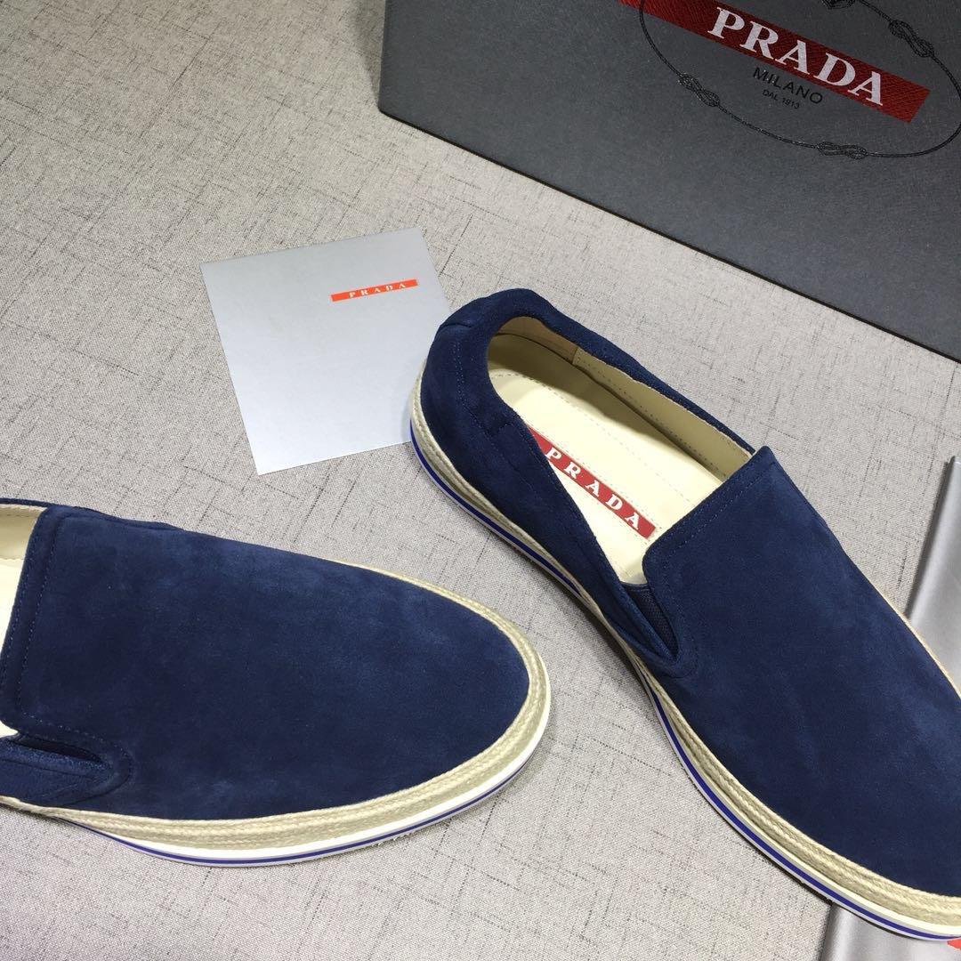 Prada Perfect Quality Sneakers Blue suede and white rubber sole MS071275