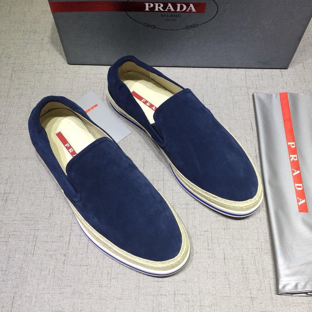 Prada Perfect Quality Sneakers Blue suede and white rubber sole MS071275