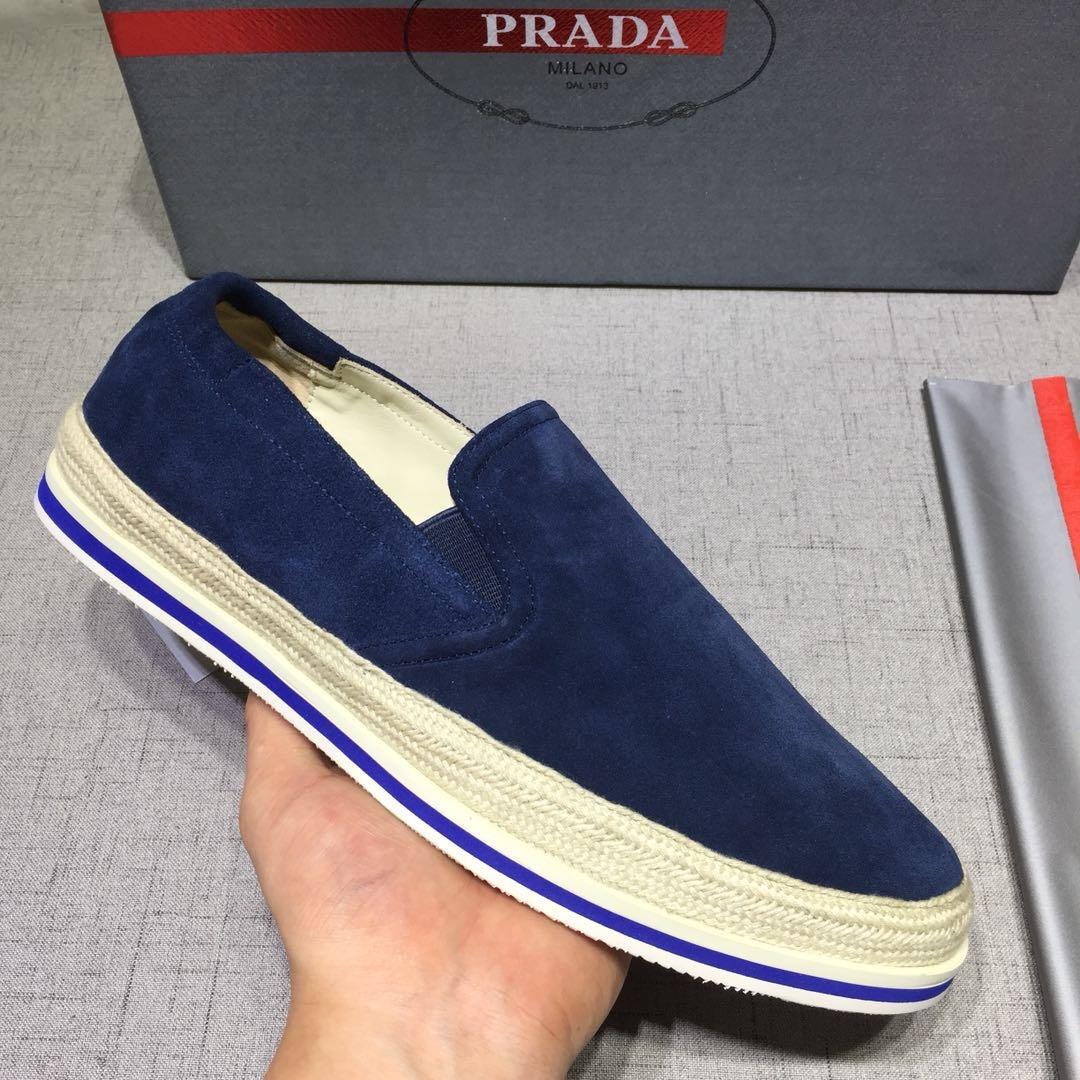 Prada Perfect Quality Sneakers Blue suede and white rubber sole MS071275