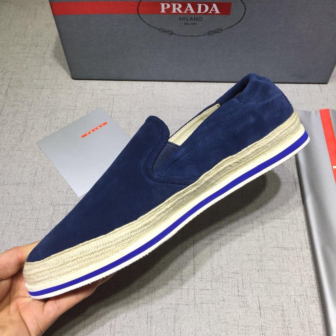 Prada Perfect Quality Sneakers Blue suede and white rubber sole MS071275