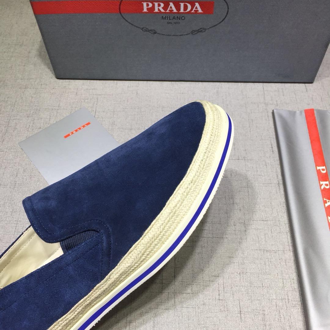 Prada Perfect Quality Sneakers Blue suede and white rubber sole MS071275