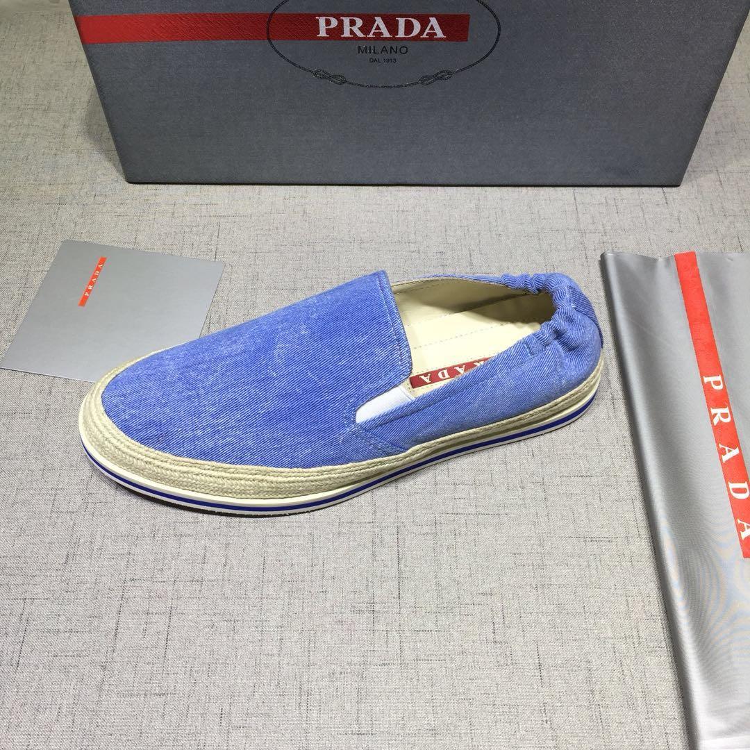 Prada Perfect Quality Sneakers Blue canvas and white rubber sole MS071278