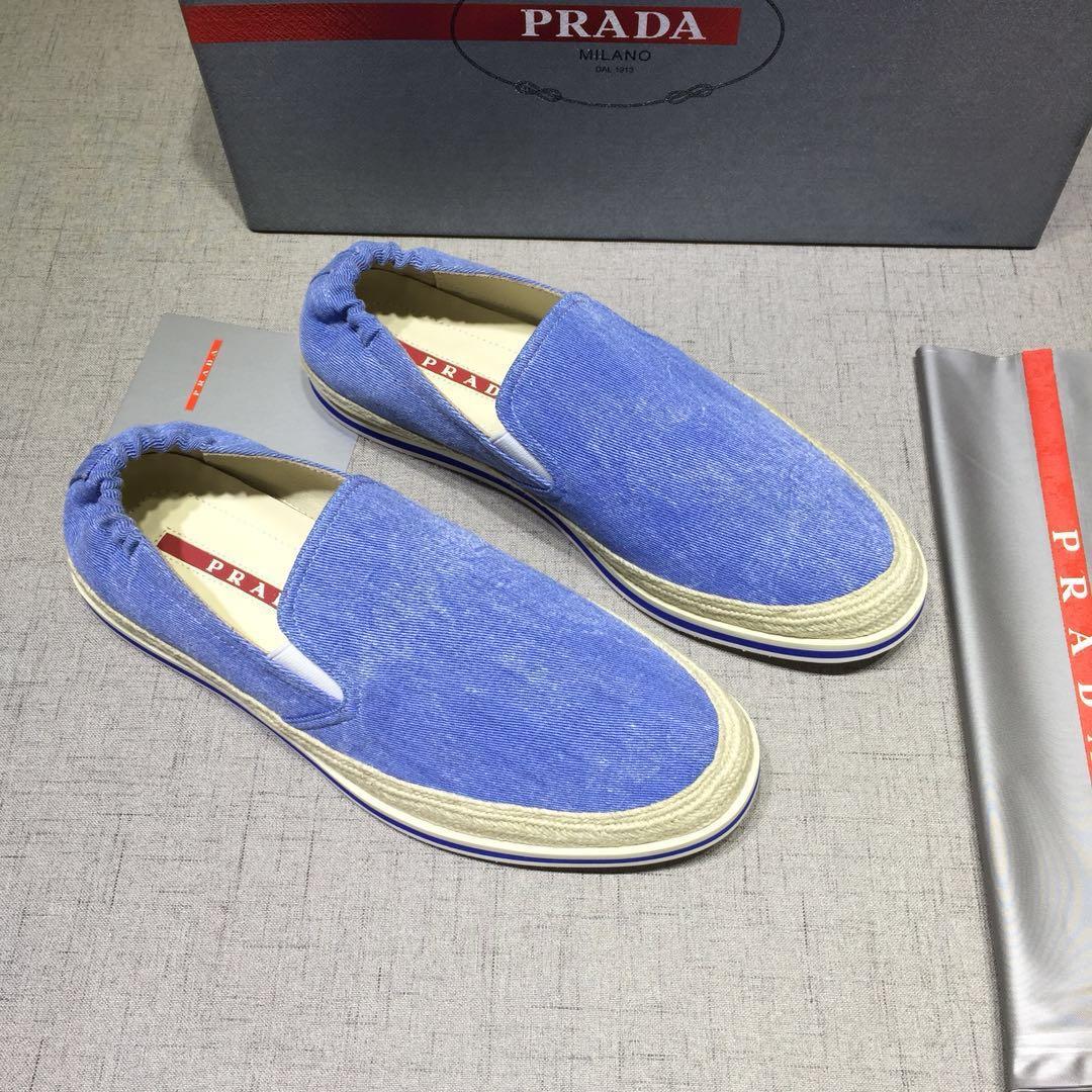 Prada Perfect Quality Sneakers Blue canvas and white rubber sole MS071278