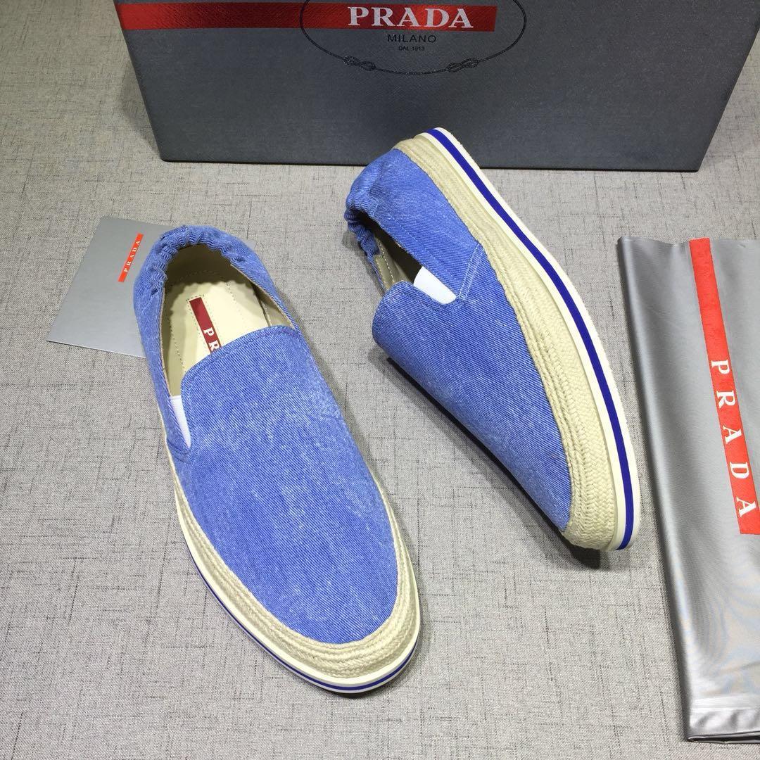 Prada Perfect Quality Sneakers Blue canvas and white rubber sole MS071278