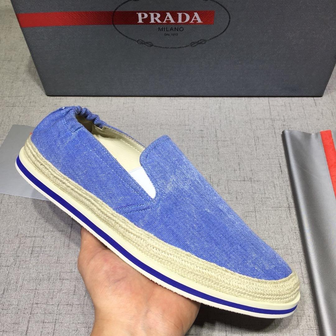 Prada Perfect Quality Sneakers Blue canvas and white rubber sole MS071278