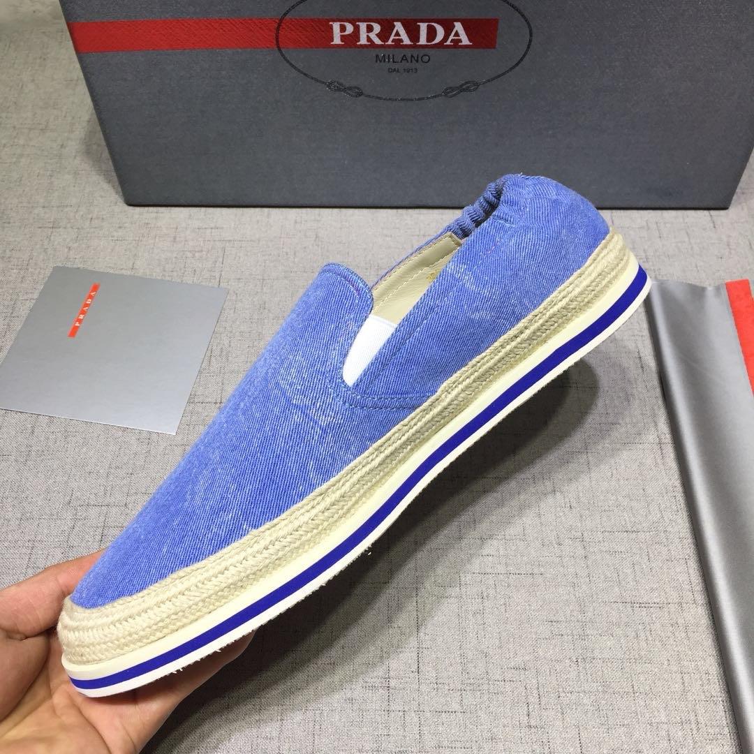 Prada Perfect Quality Sneakers Blue canvas and white rubber sole MS071278