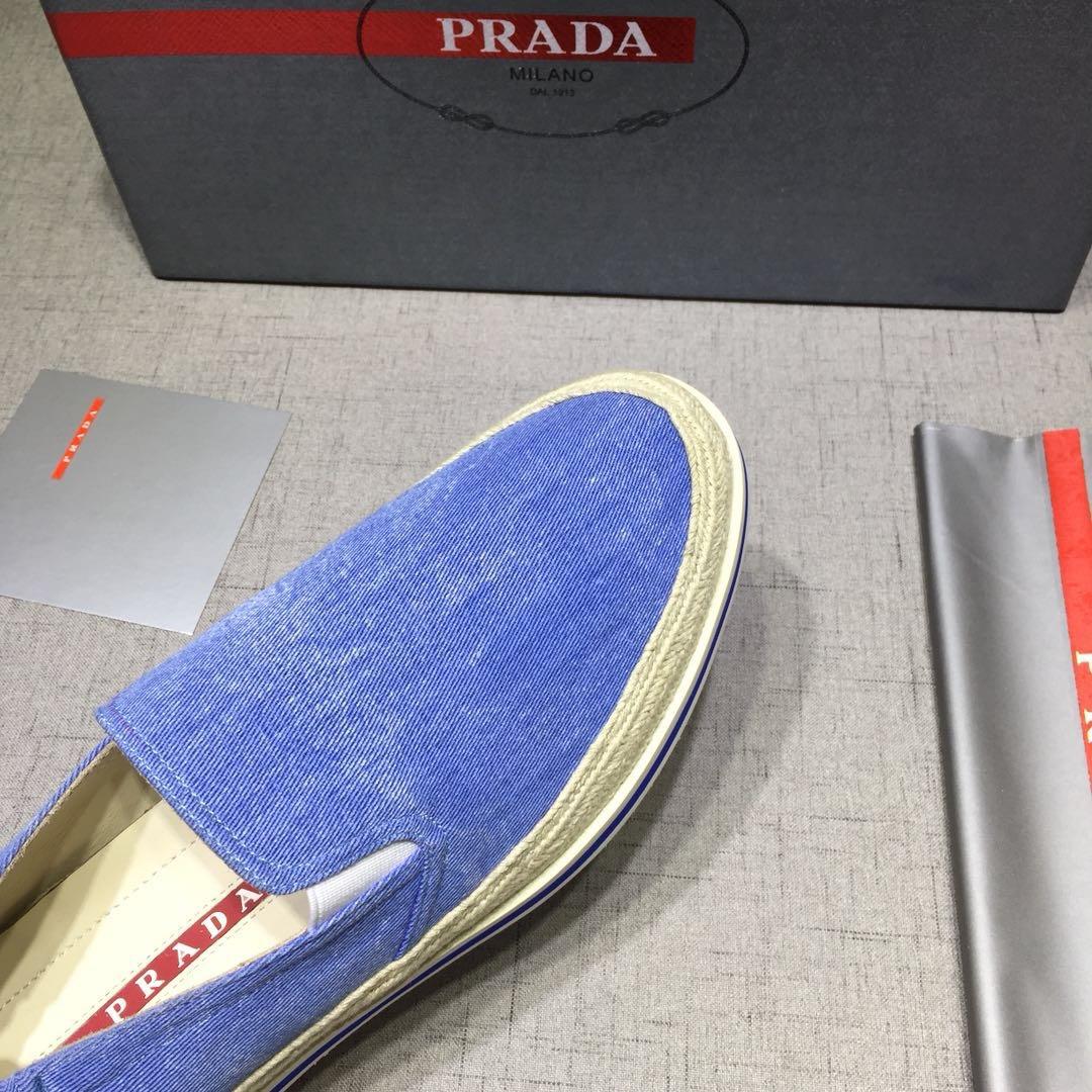 Prada Perfect Quality Sneakers Blue canvas and white rubber sole MS071278