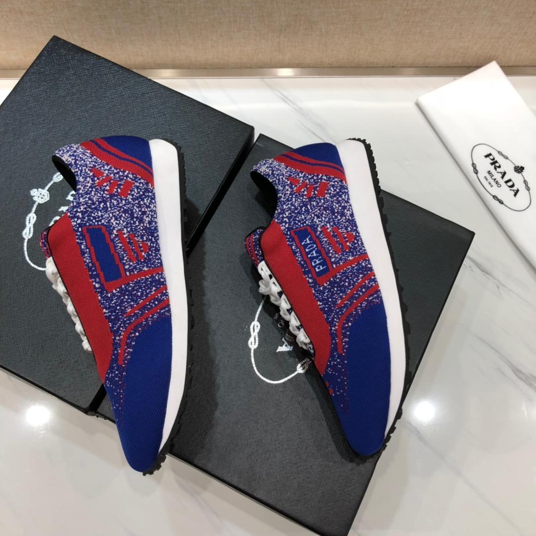 Prada Perfect Quality Sneakers Blue and red Prada print with white sole MS071246