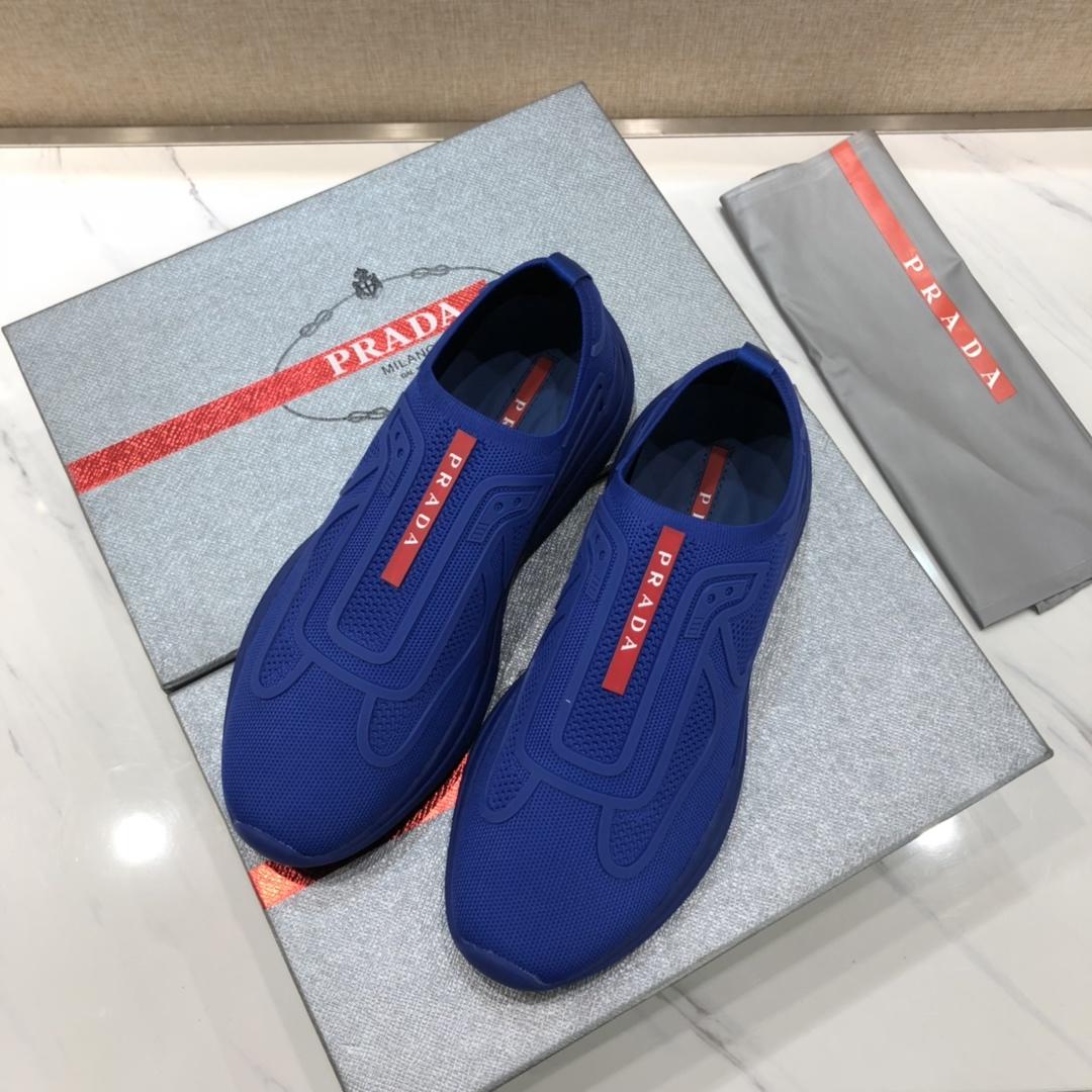 Prada Perfect Quality Sneakers Blue and red Prada patches with blue soles MS071291