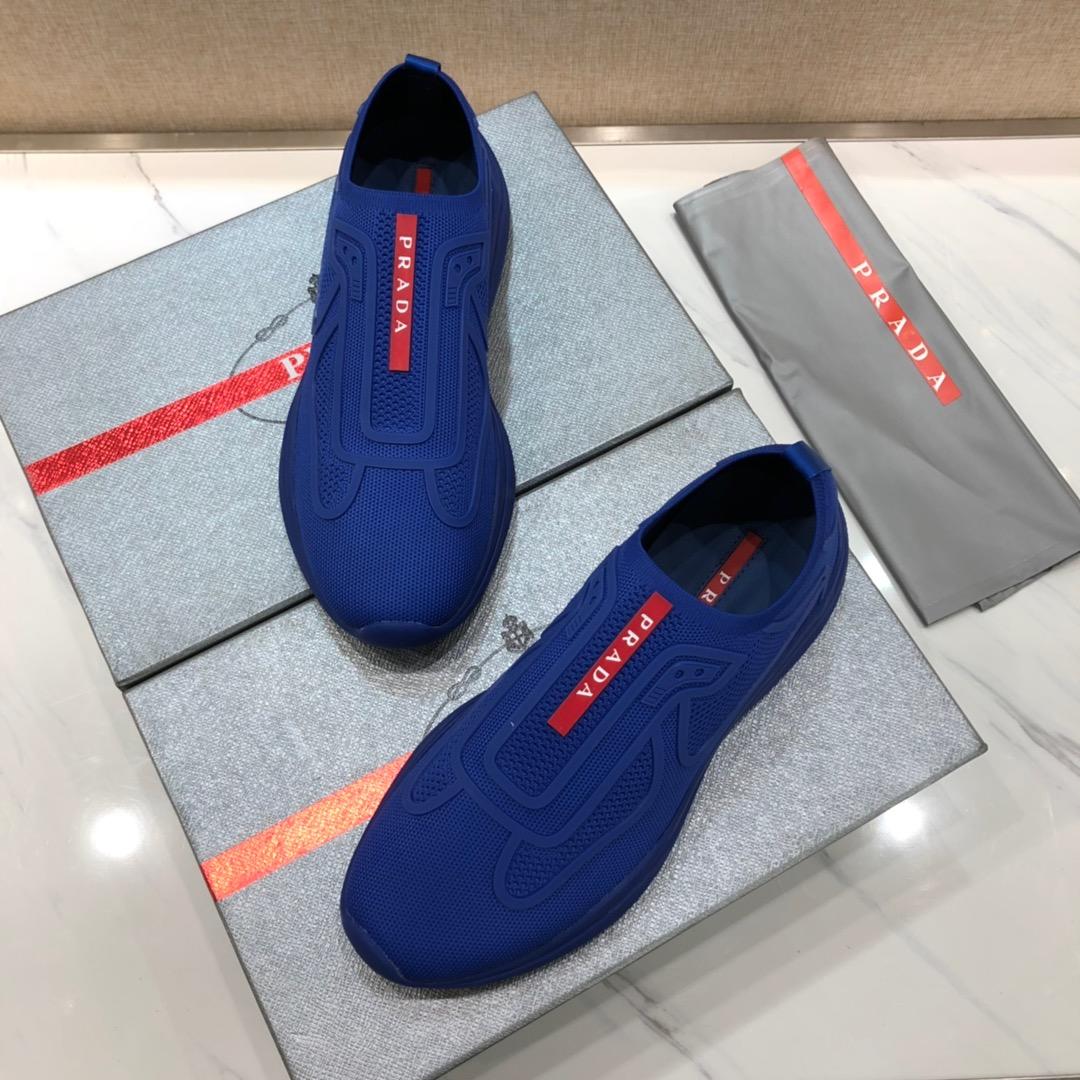 Prada Perfect Quality Sneakers Blue and red Prada patches with blue soles MS071291