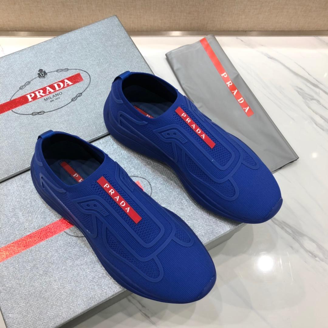 Prada Perfect Quality Sneakers Blue and red Prada patches with blue soles MS071291