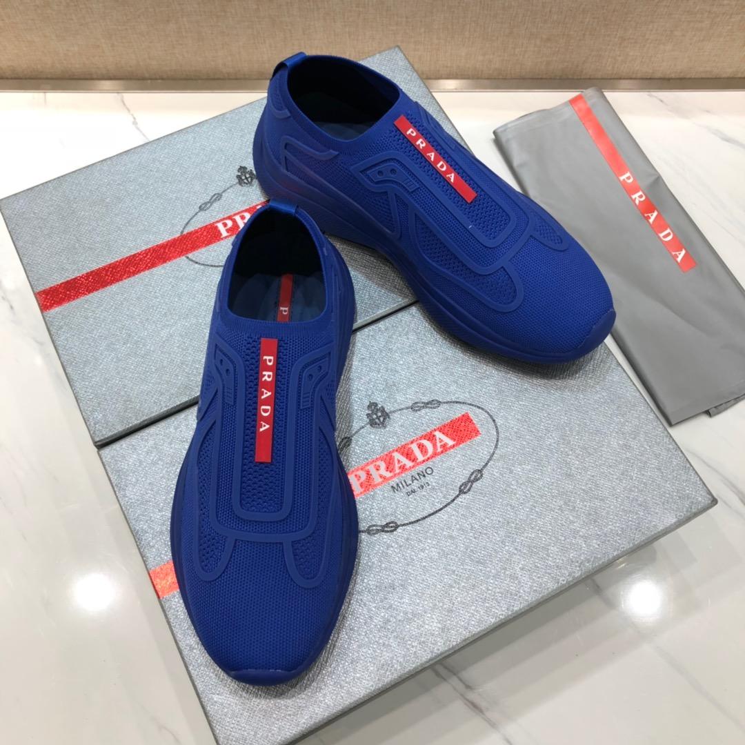 Prada Perfect Quality Sneakers Blue and red Prada patches with blue soles MS071291