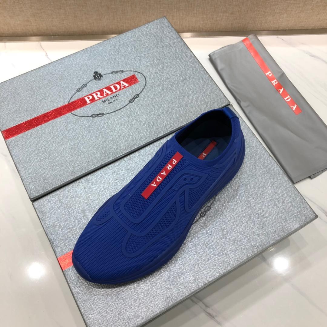 Prada Perfect Quality Sneakers Blue and red Prada patches with blue soles MS071291