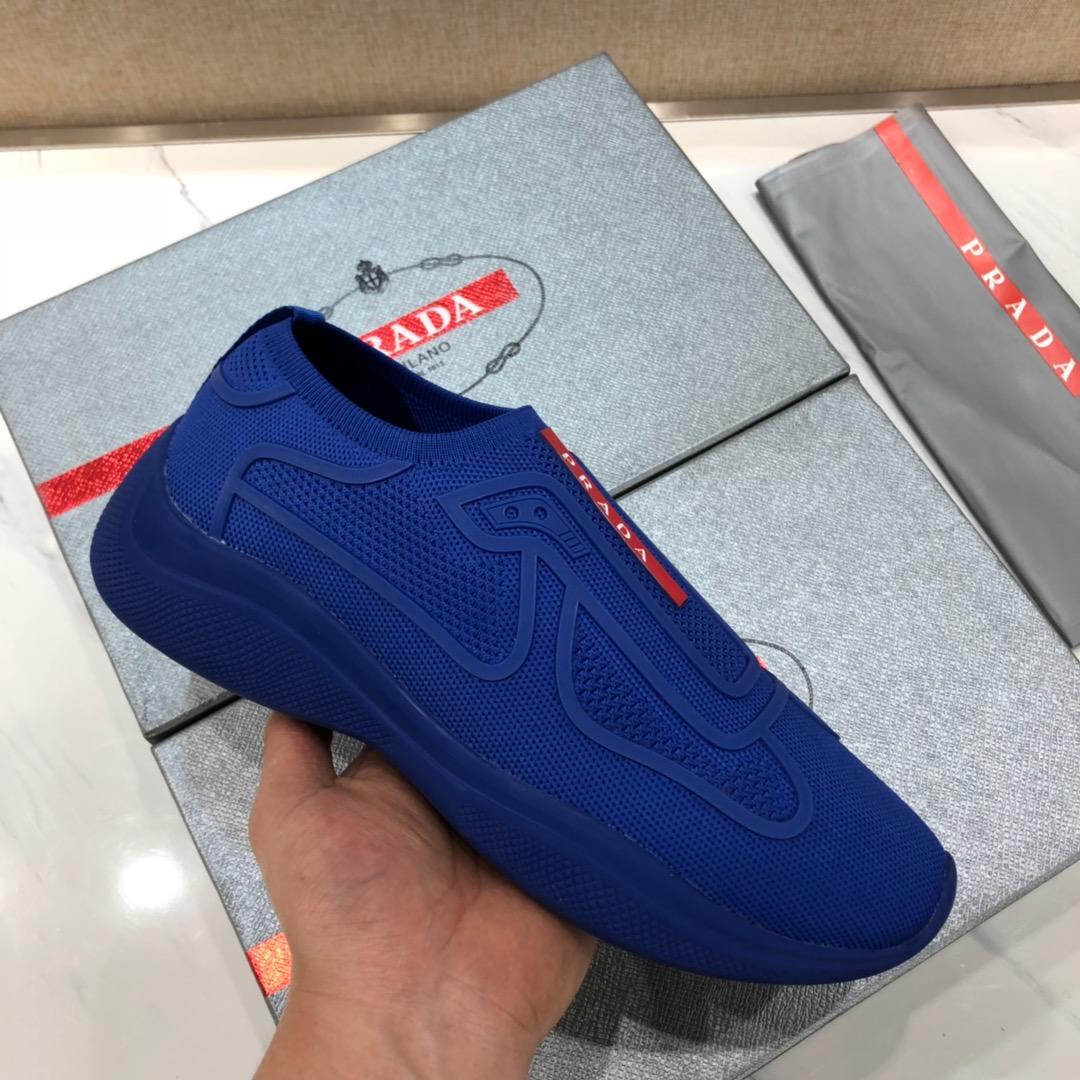 Prada Perfect Quality Sneakers Blue and red Prada patches with blue soles MS071291