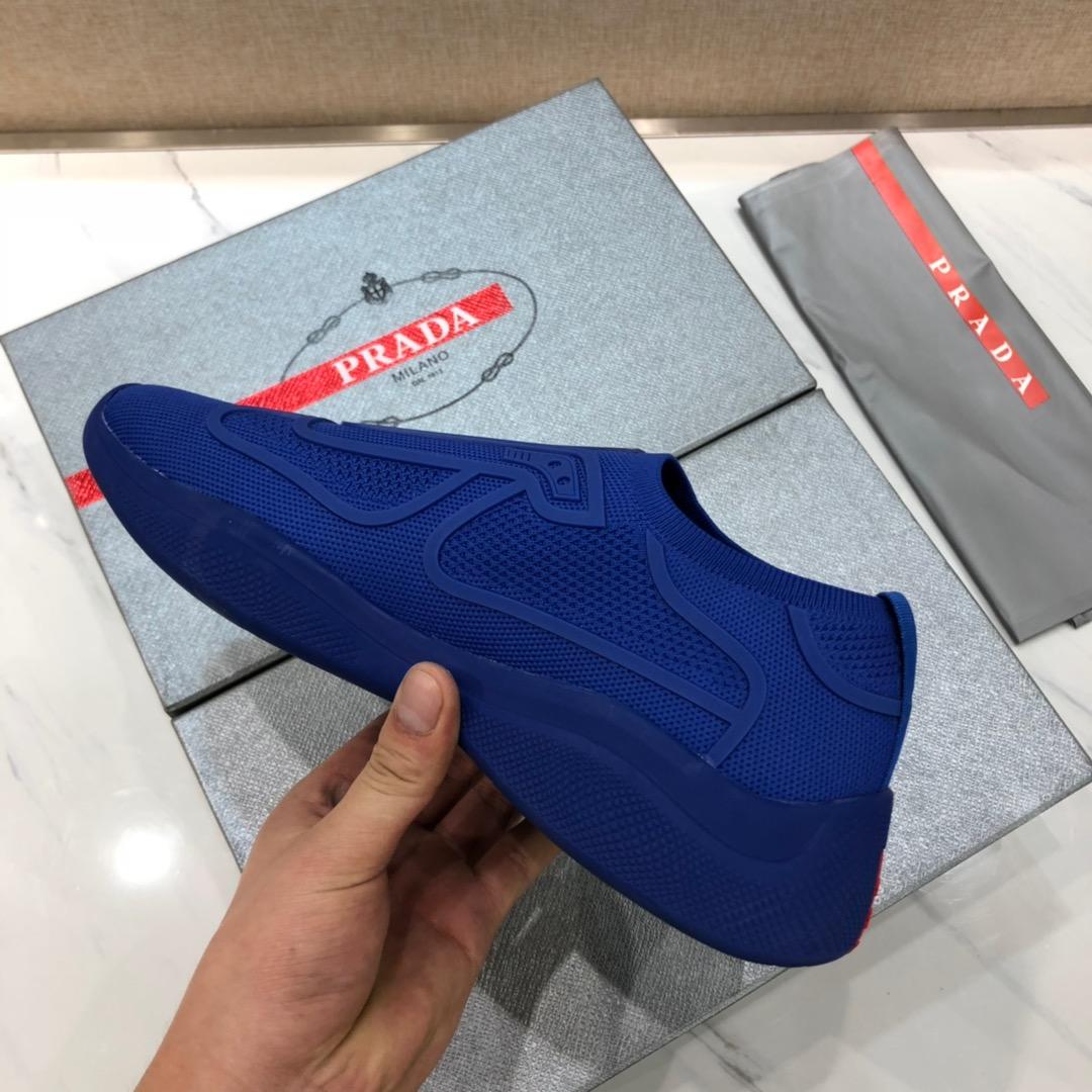 Prada Perfect Quality Sneakers Blue and red Prada patches with blue soles MS071291