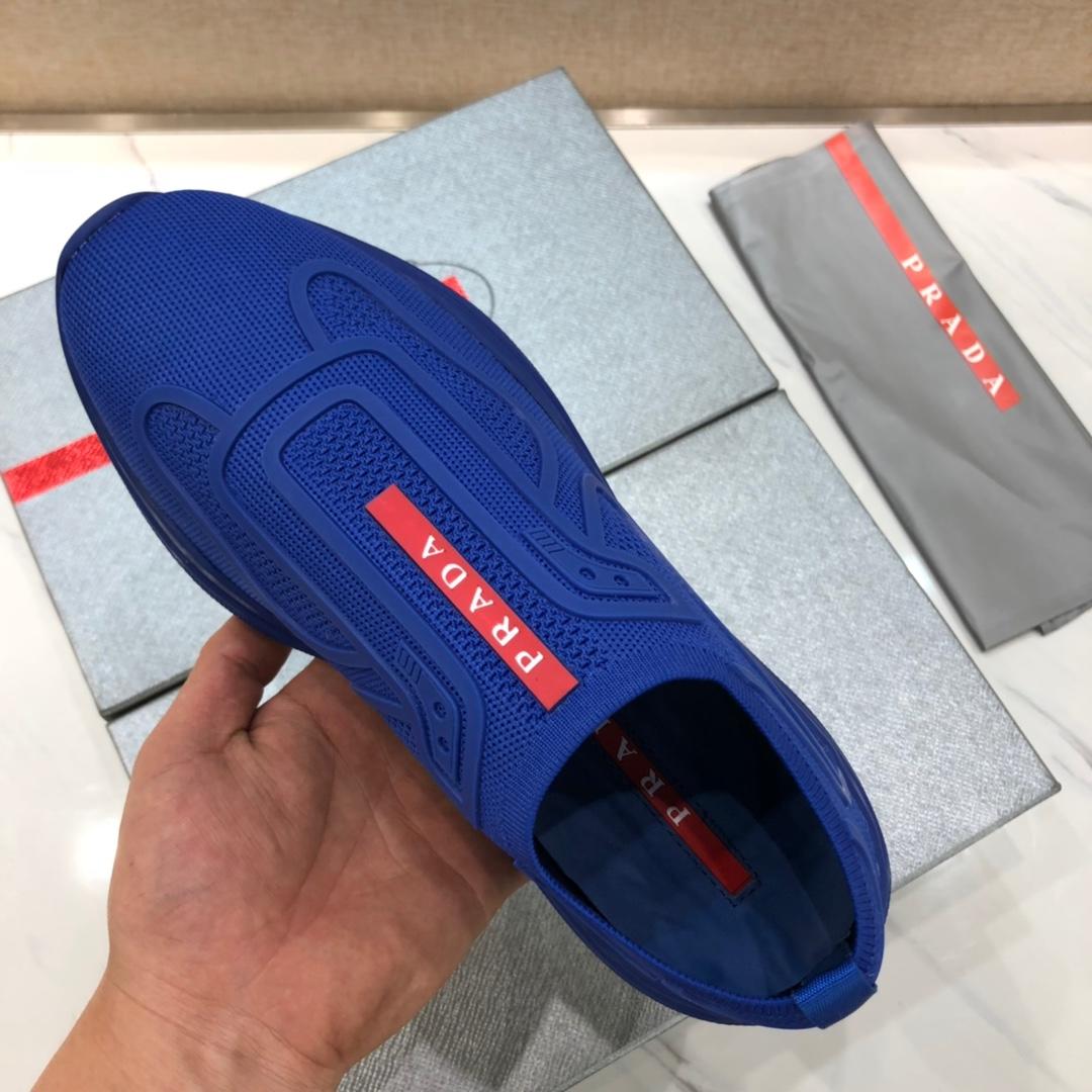 Prada Perfect Quality Sneakers Blue and red Prada patches with blue soles MS071291