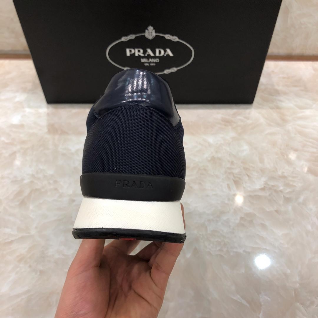 Prada Perfect Quality Sneakers Blue and Prada patches with white soles MS071315