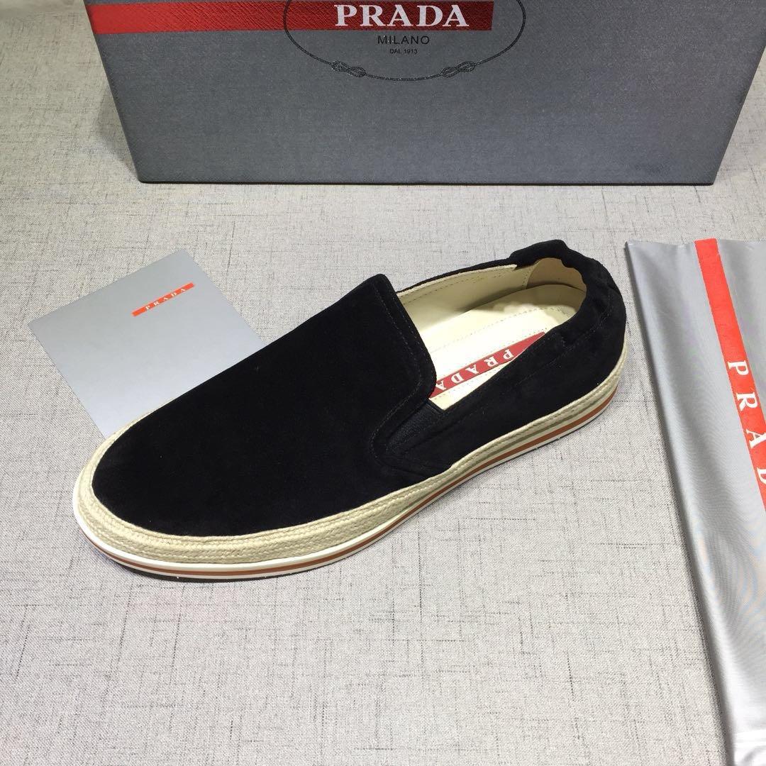 Prada Perfect Quality Sneakers Black suede and white rubber sole MS071276