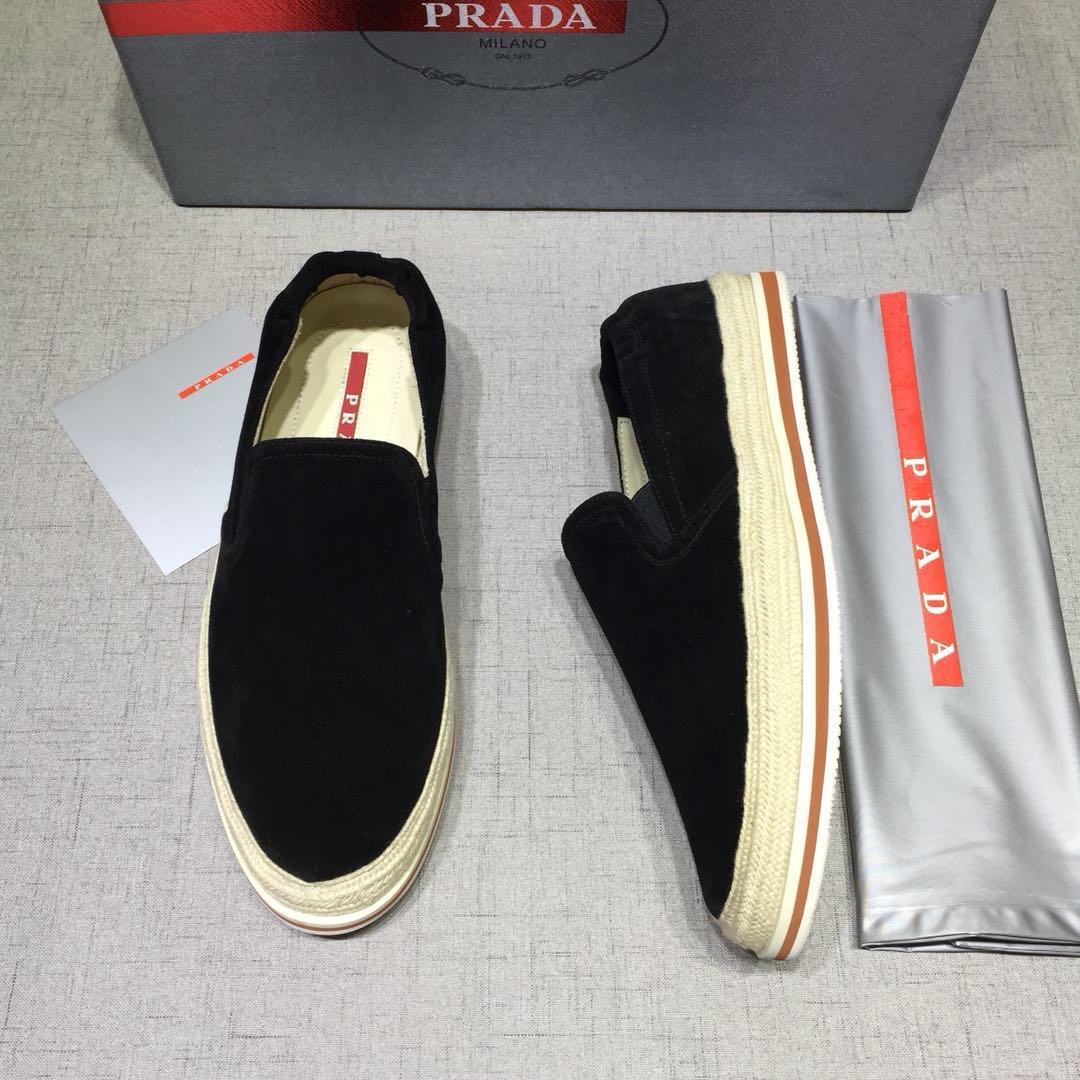 Prada Perfect Quality Sneakers Black suede and white rubber sole MS071276