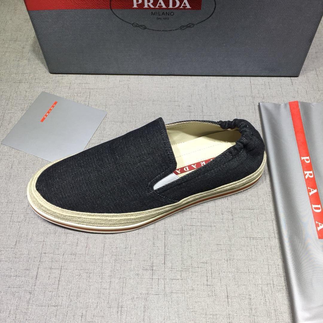 Prada Perfect Quality Sneakers Black canvas and white rubber sole MS071279