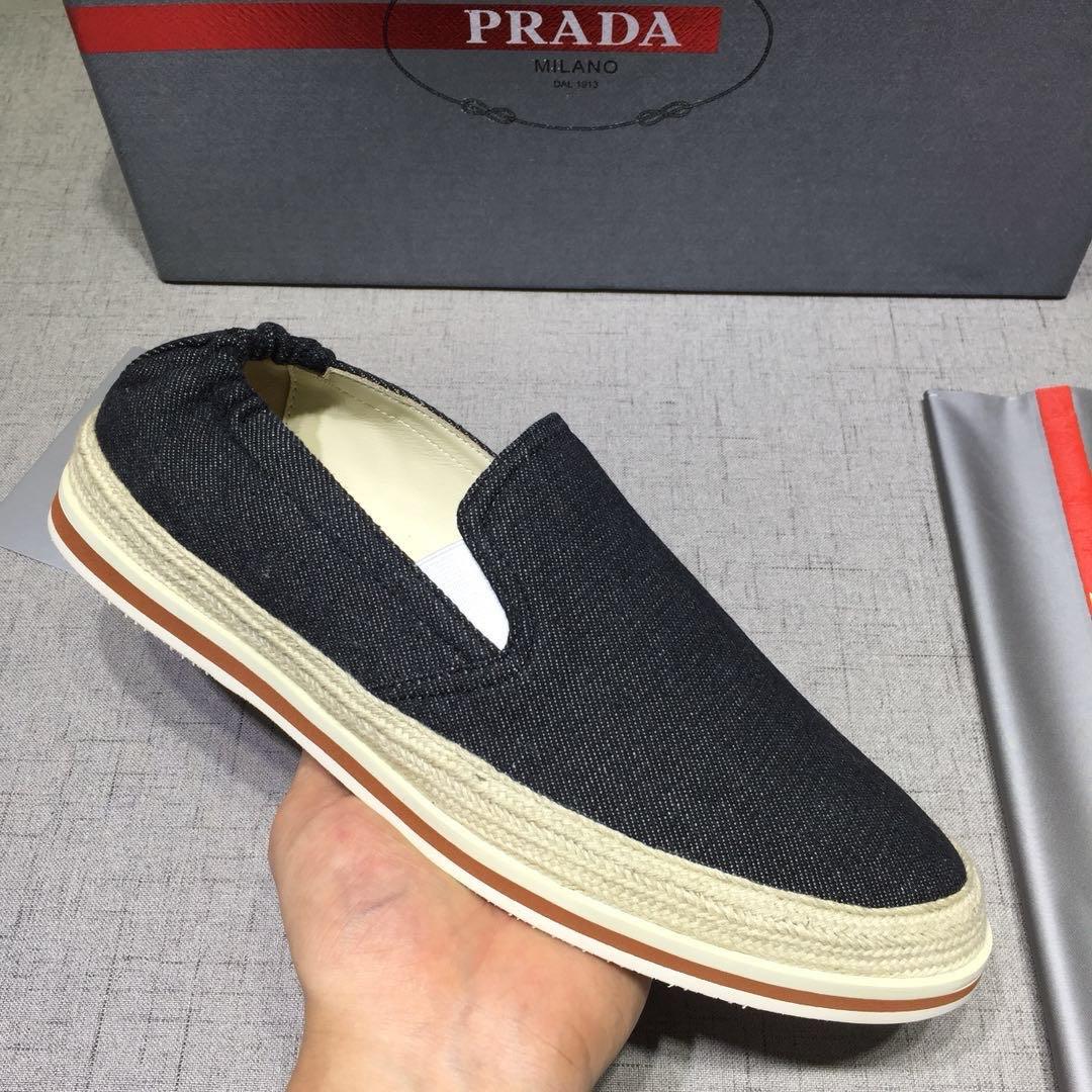 Prada Perfect Quality Sneakers Black canvas and white rubber sole MS071279
