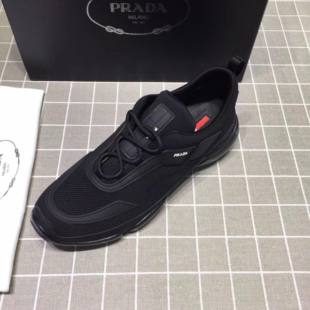 Prada Perfect Quality Sneakers Black and white Prada patch with black sole MS071254