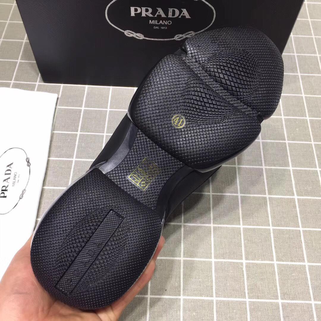 Prada Perfect Quality Sneakers Black and white Prada patch with black sole MS071254