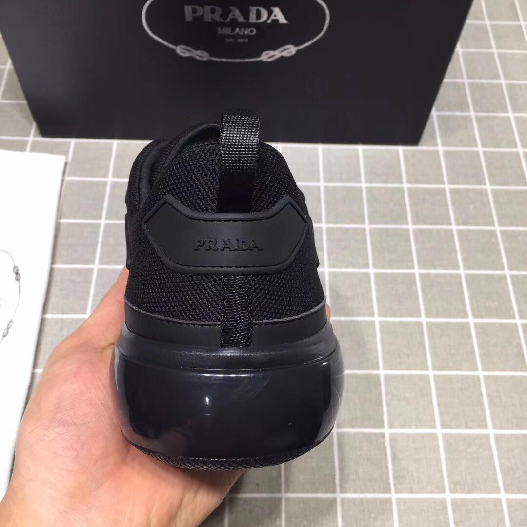 Prada Perfect Quality Sneakers Black and white Prada patch with black sole MS071254