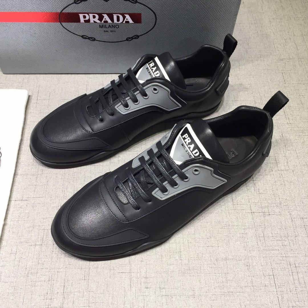 Prada Perfect Quality Sneakers Black and grey details with black sole MS071249