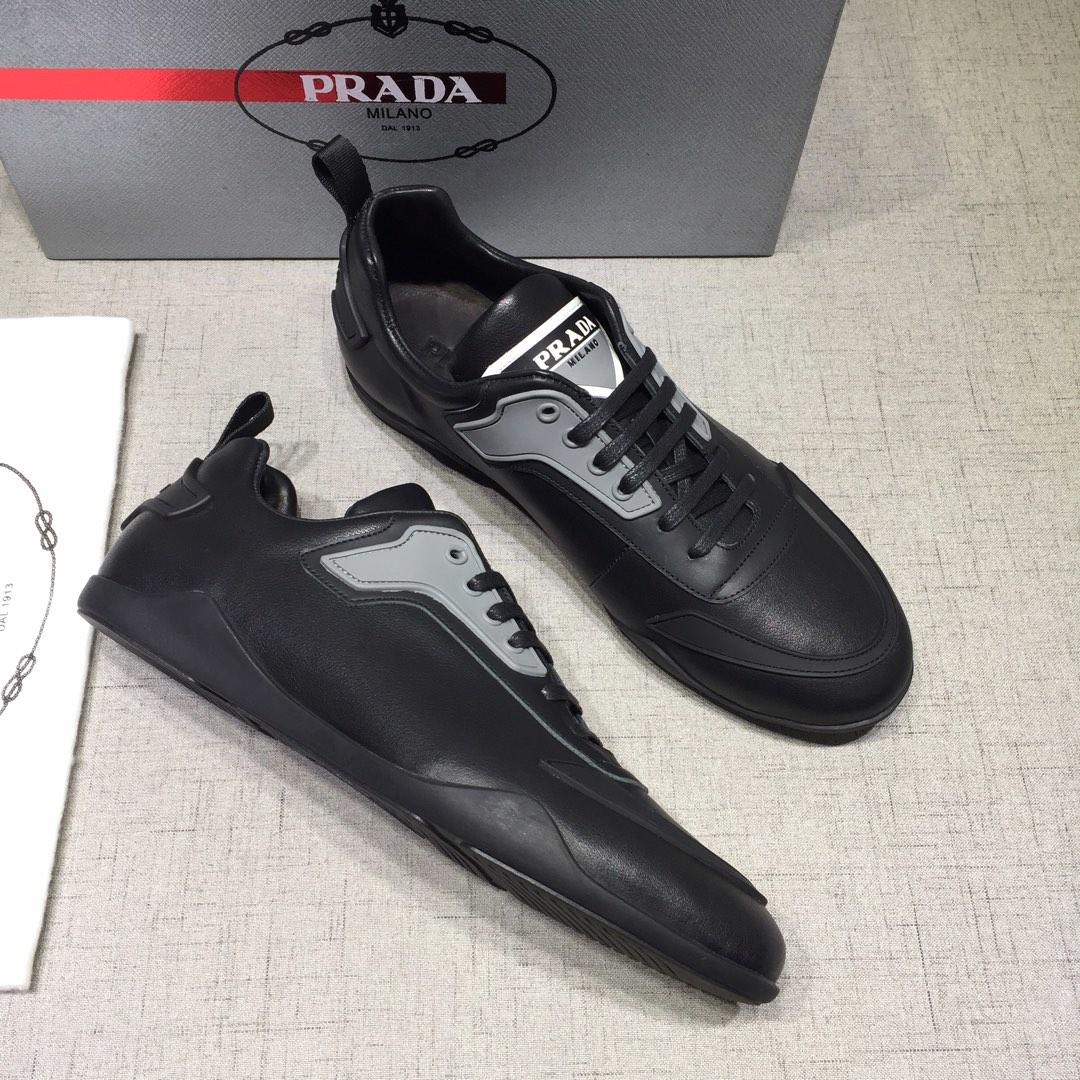 Prada Perfect Quality Sneakers Black and grey details with black sole MS071249