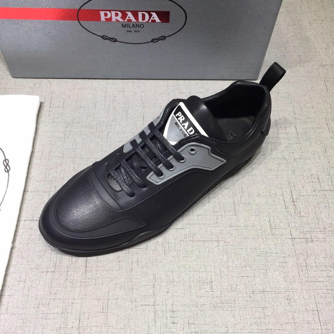 Prada Perfect Quality Sneakers Black and grey details with black sole MS071249