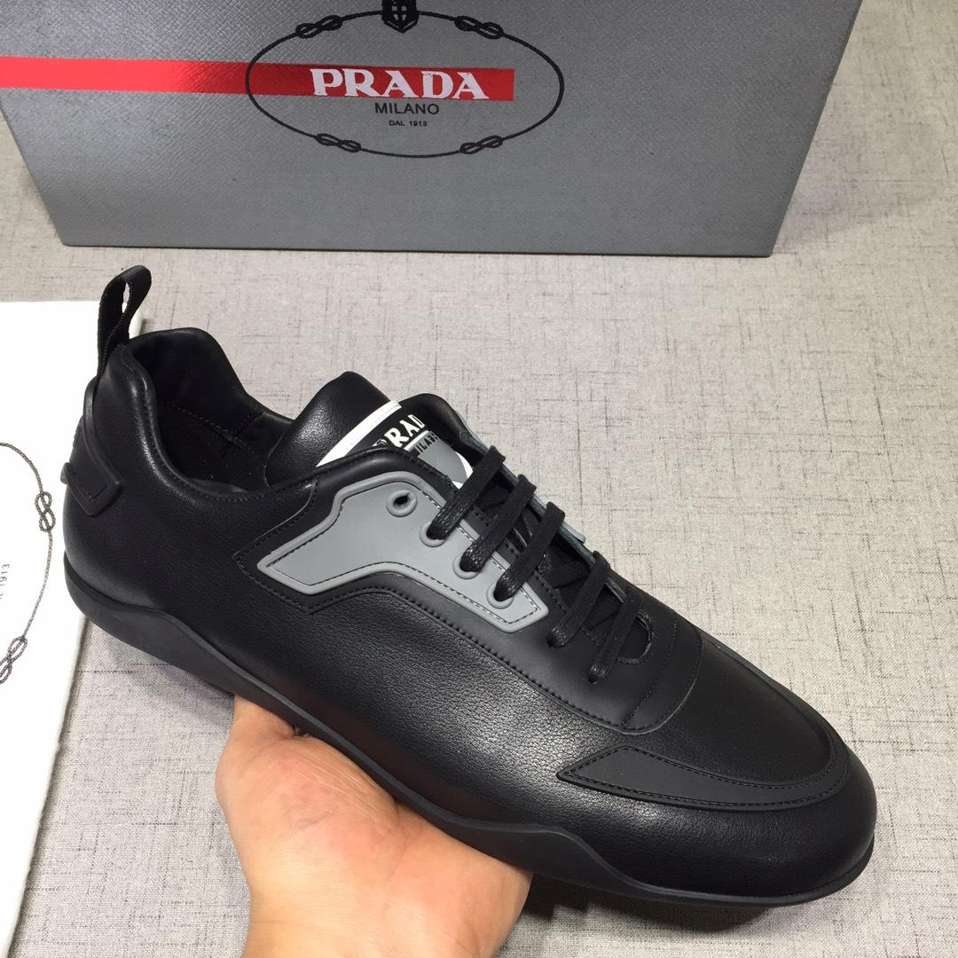 Prada Perfect Quality Sneakers Black and grey details with black sole MS071249