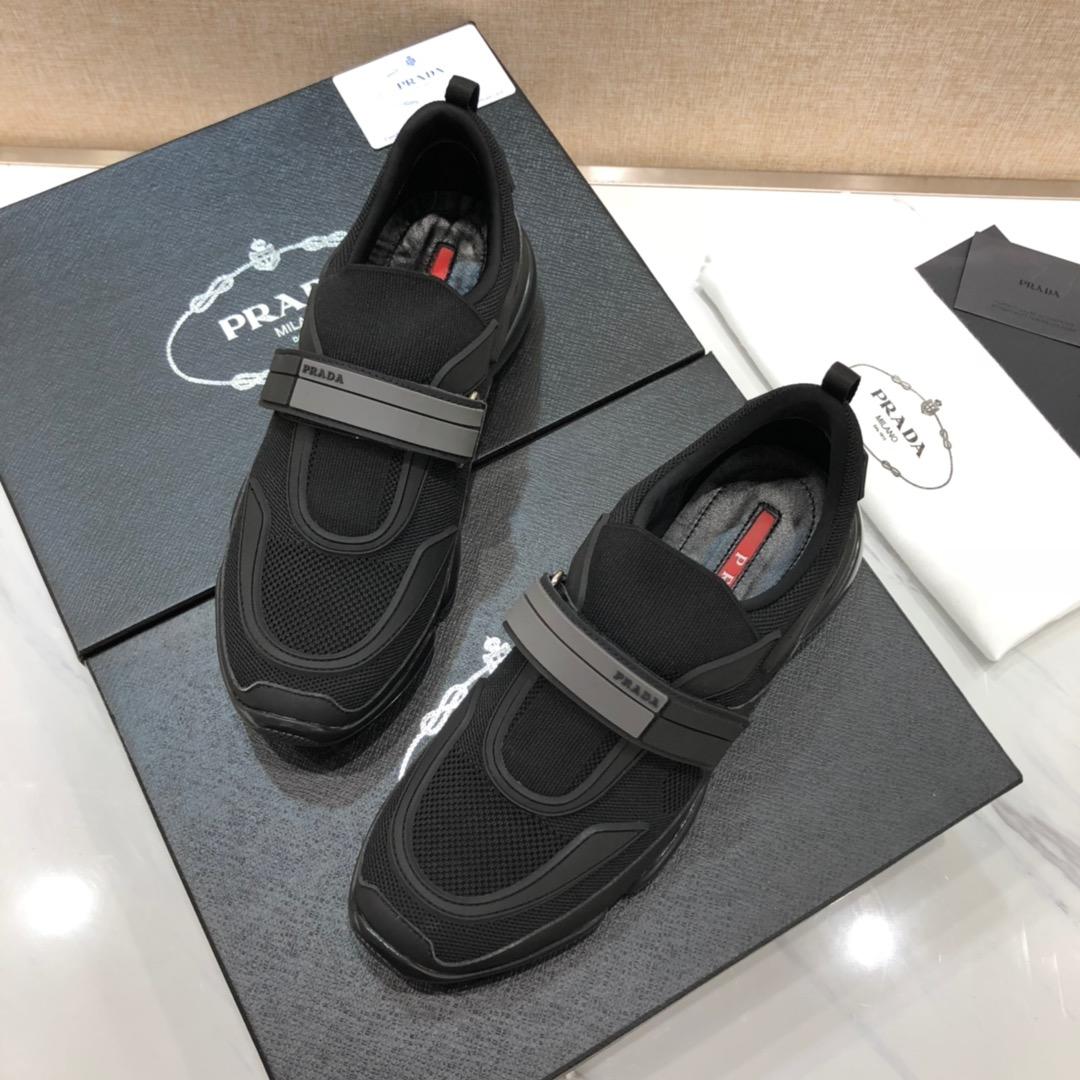 Prada Perfect Quality Sneakers Black and gray straps with black sole MS071321