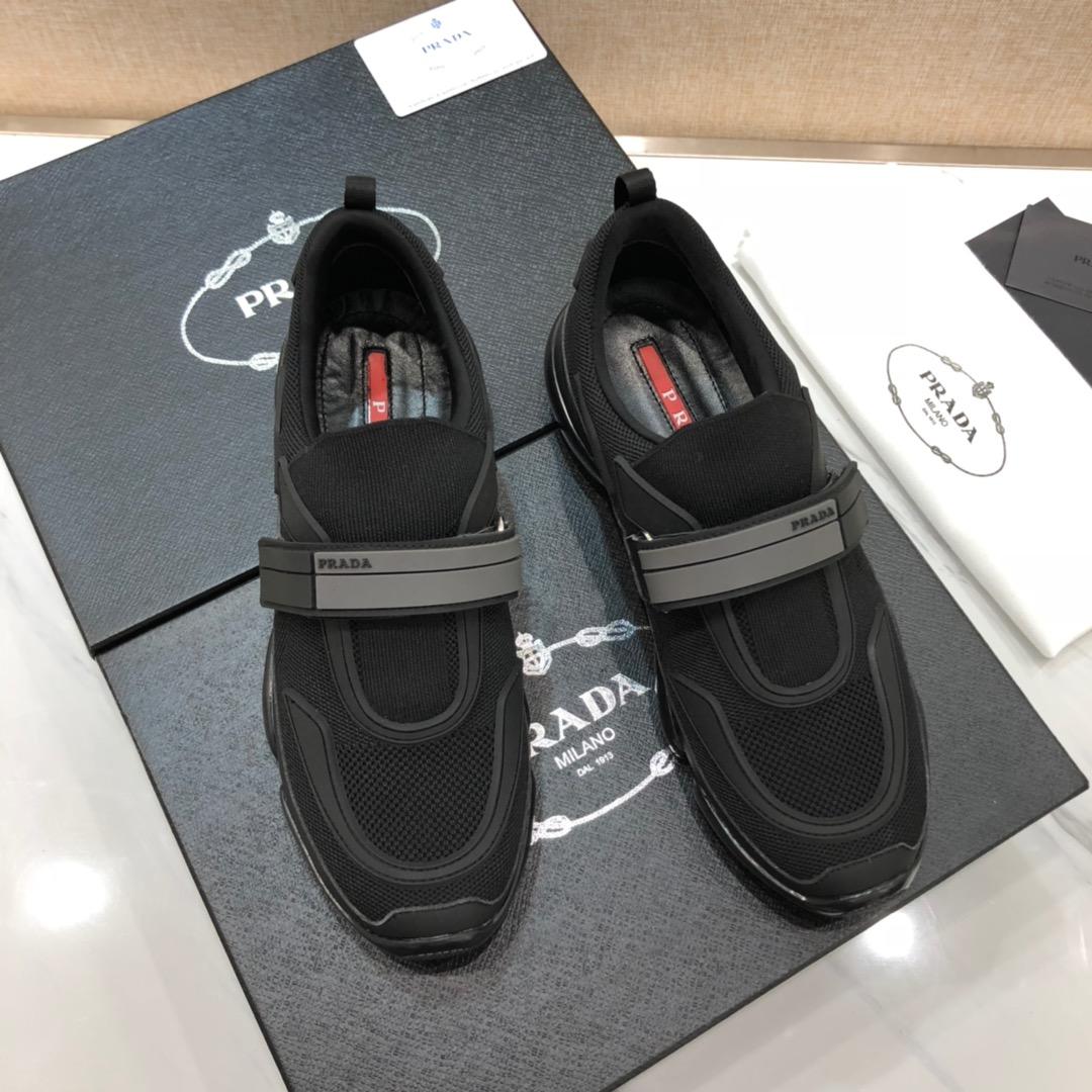 Prada Perfect Quality Sneakers Black and gray straps with black sole MS071321