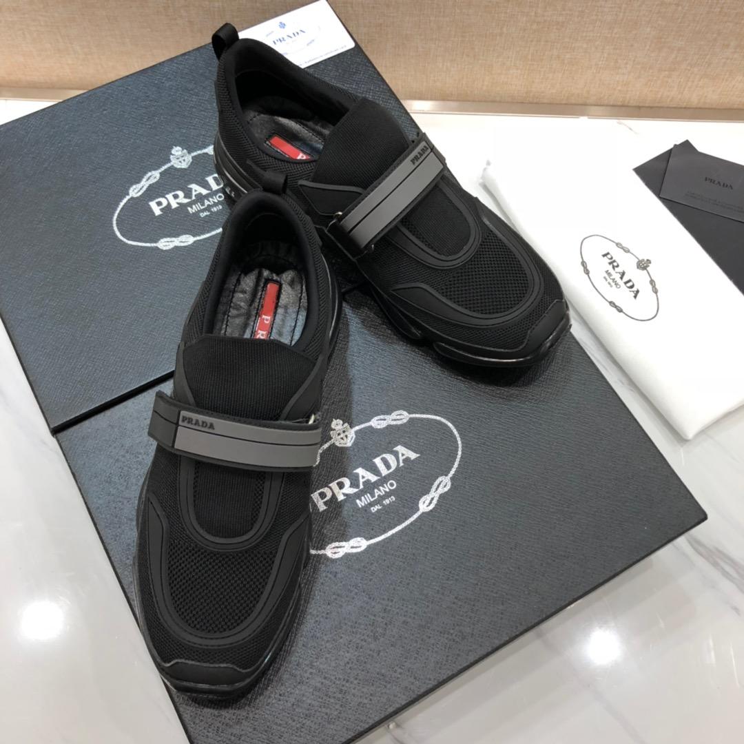 Prada Perfect Quality Sneakers Black and gray straps with black sole MS071321