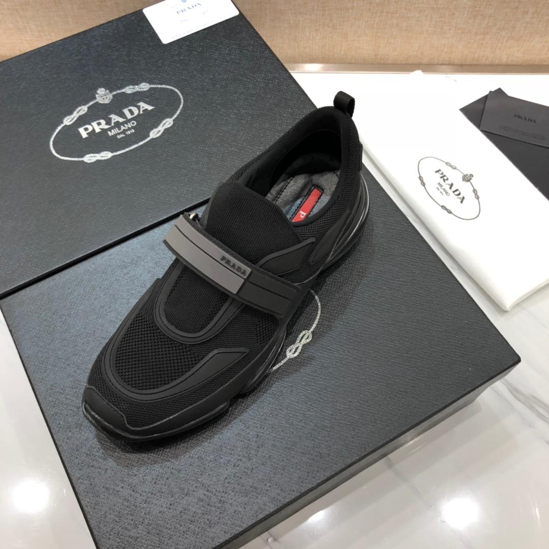 Prada Perfect Quality Sneakers Black and gray straps with black sole MS071321