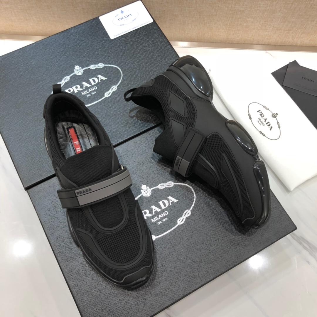 Prada Perfect Quality Sneakers Black and gray straps with black sole MS071321