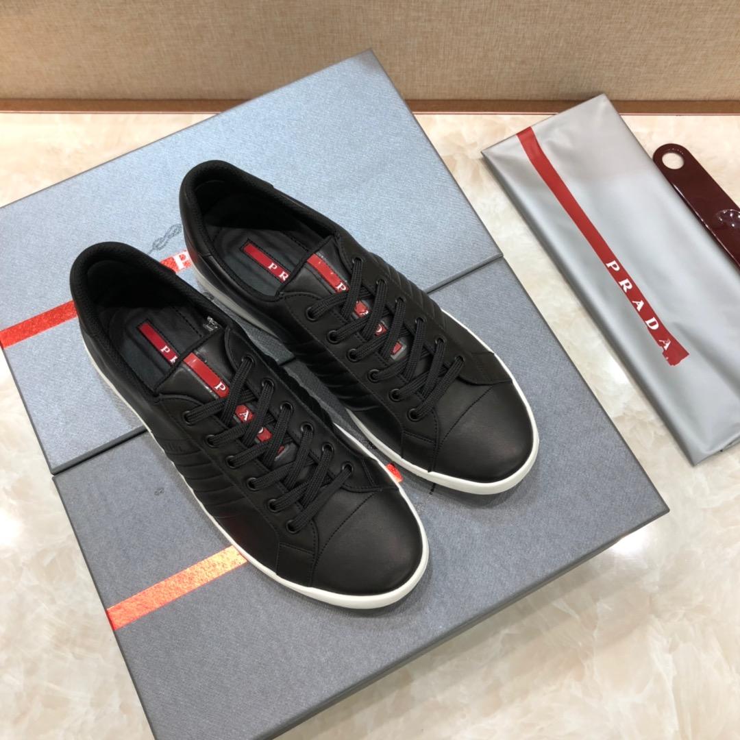 Prada Perfect Quality Sneakers Black and 3D line decoration with white sole MS071262