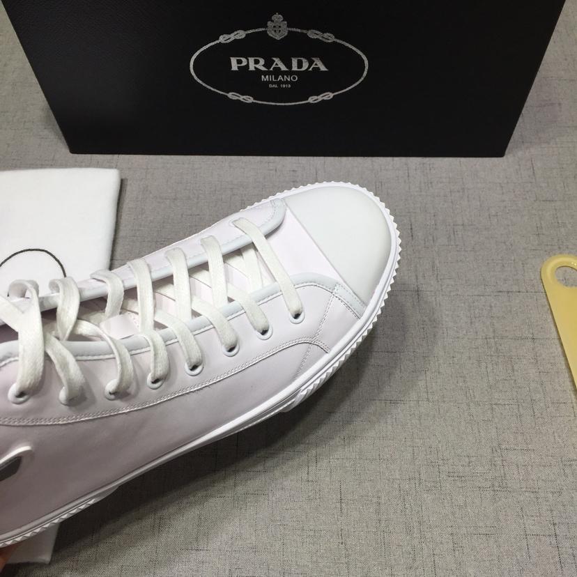 Prada High-top Perfect Quality Sneakers White and Prada logo patches with white sole MS071263