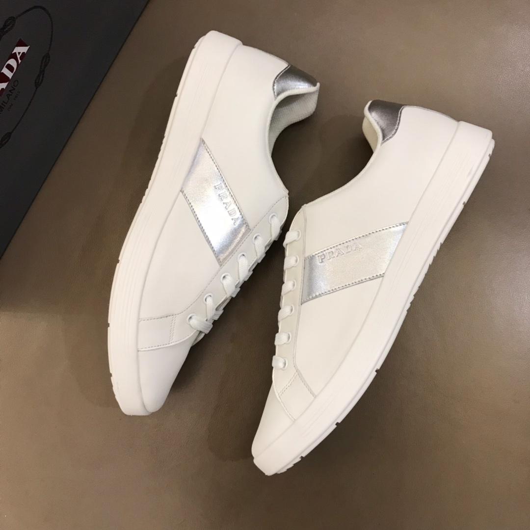 Prada Fashion Sneakers White and silver leather details with white sole MS02958