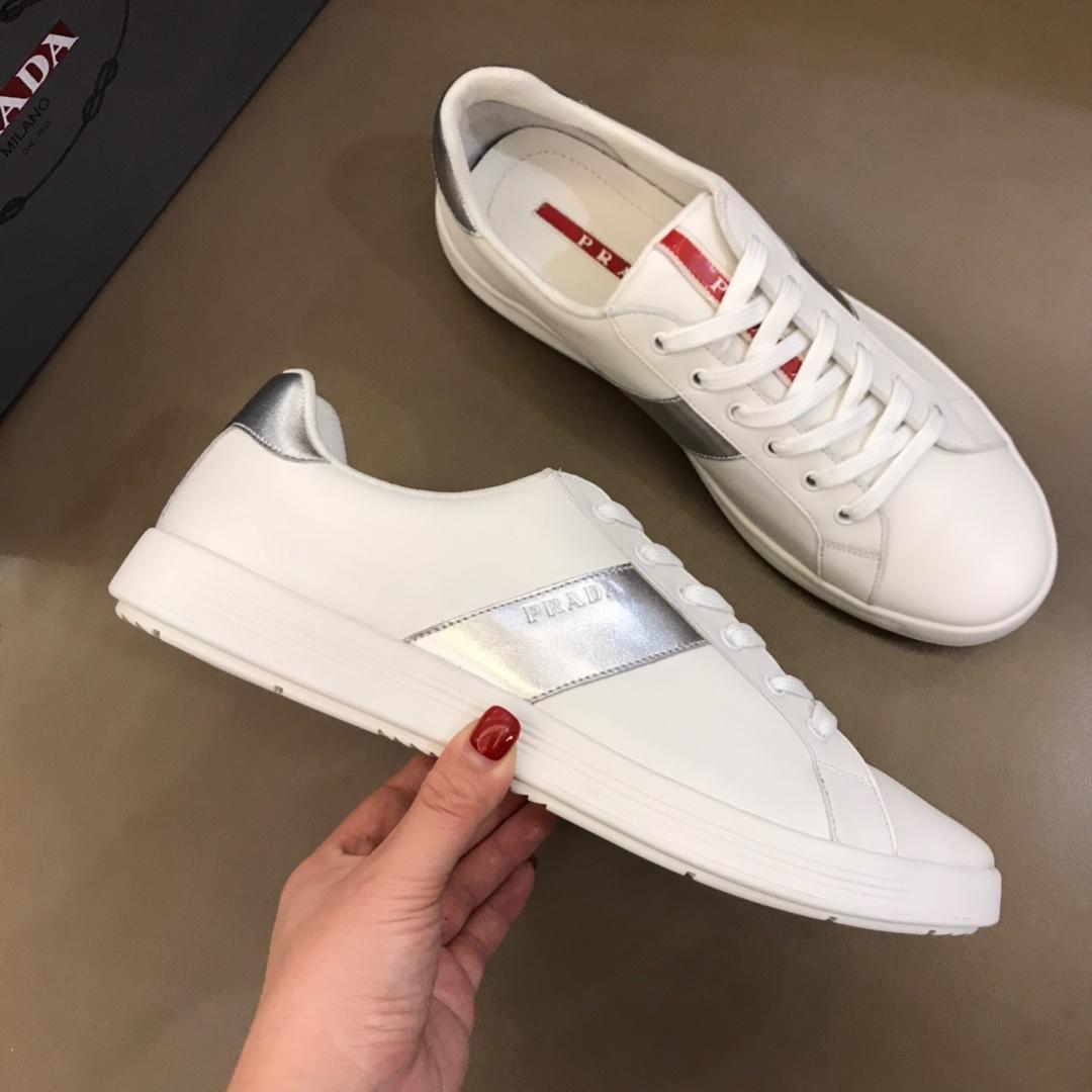 Prada Fashion Sneakers White and silver leather details with white sole MS02958