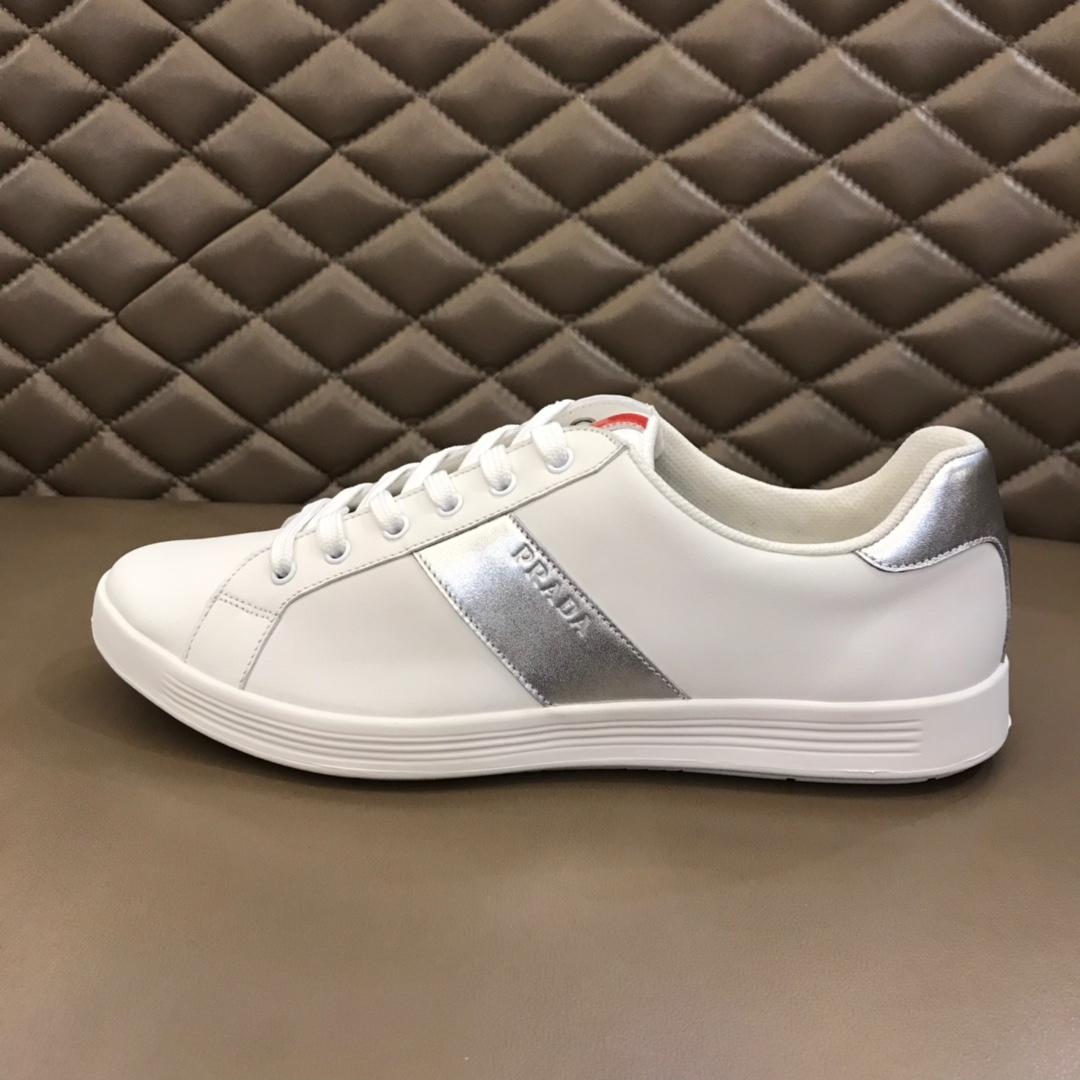 Prada Fashion Sneakers White and silver leather details with white sole MS02958