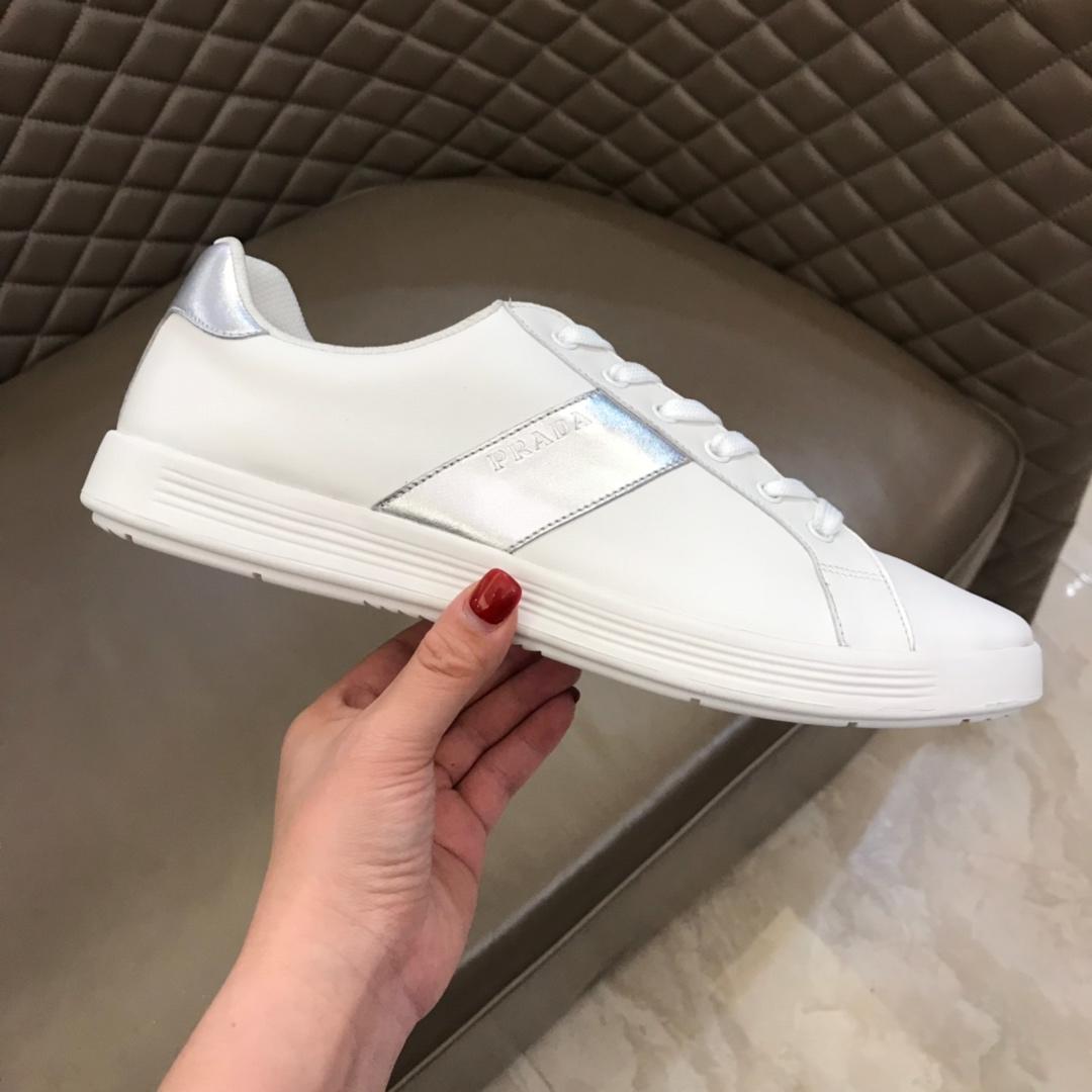 Prada Fashion Sneakers White and silver leather details with white sole MS02958