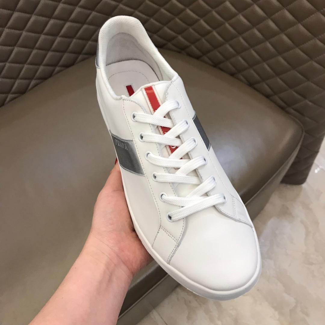 Prada Fashion Sneakers White and silver leather details with white sole MS02958