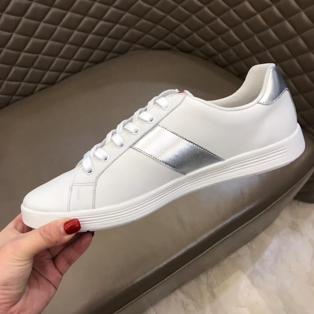 Prada Fashion Sneakers White and silver leather details with white sole MS02958