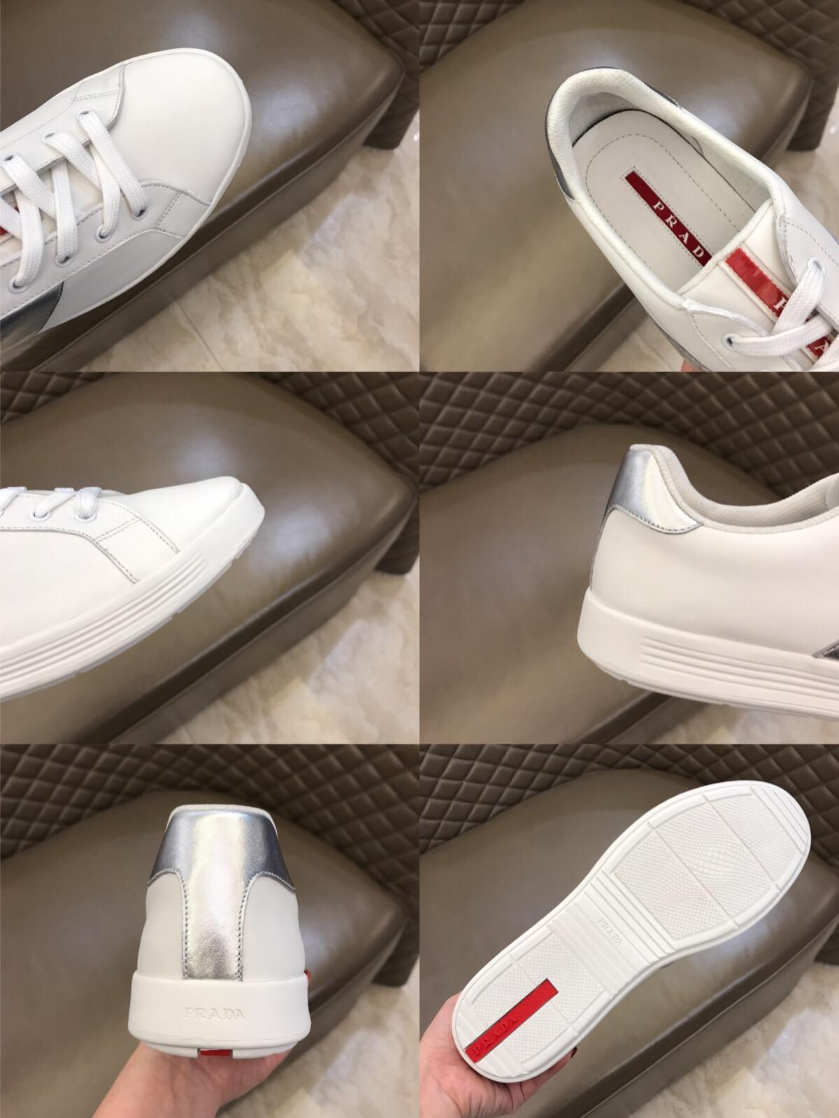 Prada Fashion Sneakers White and silver leather details with white sole MS02958